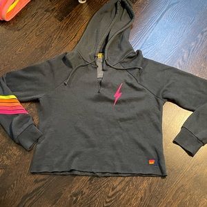 Black cropped aviator nation hoodie